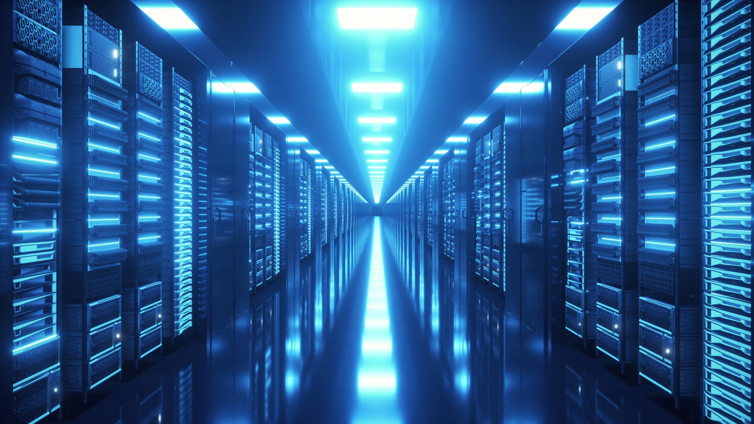 large blue server room