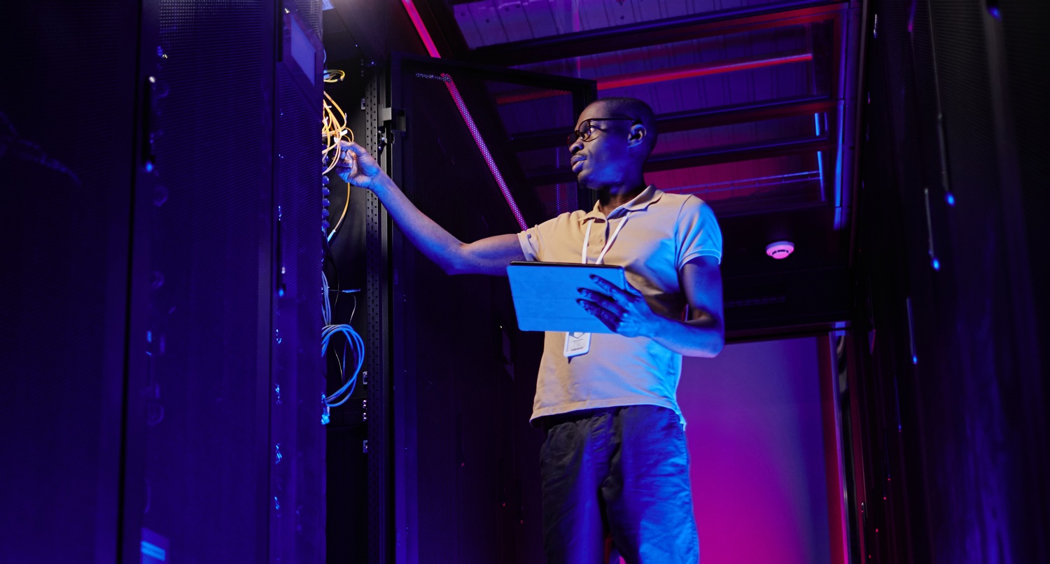technician working on servers